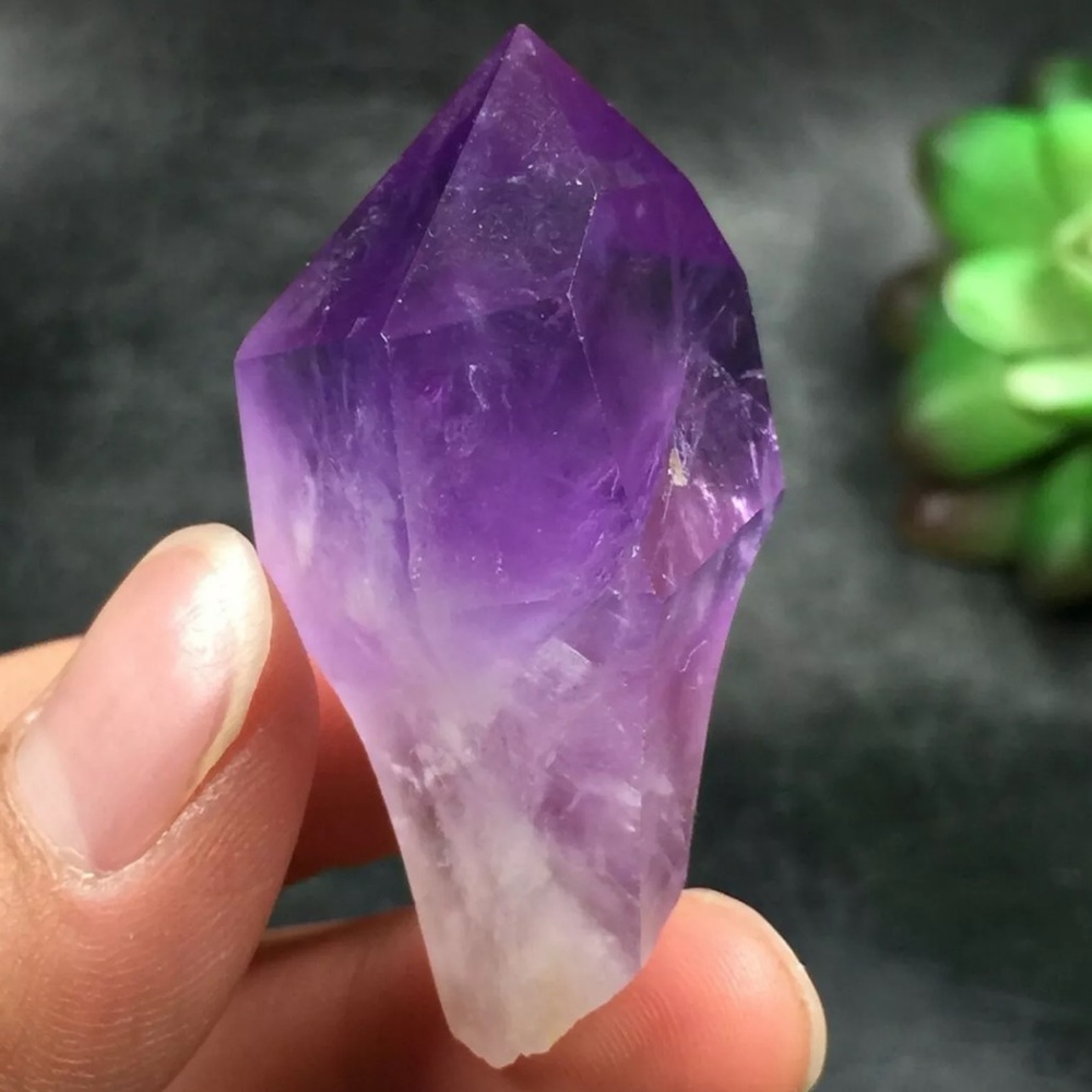 Natural amethyst back bone gemstone wand